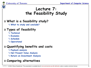Lecture 4: the Feasibility Study - Department of Computer Science