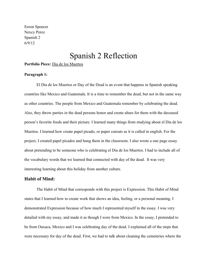 Spanish 2 Reflection