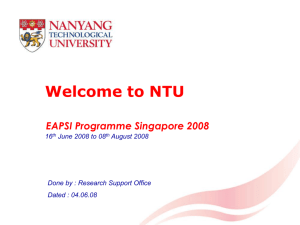 Staying on NTU Campus - Research