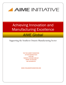 Achievements in Innovation and Manufacturing Excellence