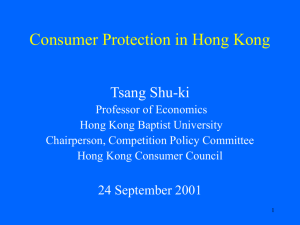 Trade Practices and Consumer Protection in Hong - Tsang Shu-ki