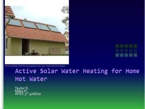 Active Solar Water Heating for Home Hot Water