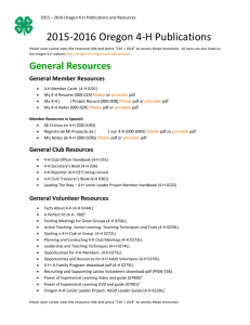 For Volunteers, in Addition to Member Materials - Oregon State 4-H