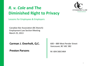 R v Cole and the Diminished Right of Privacy