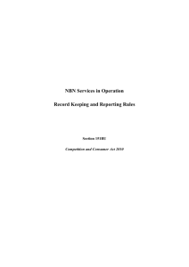 NBN Services in Operation Record Keeping and Reporting Rules