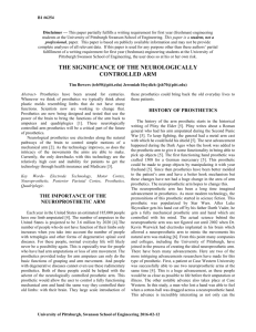 history of prosthetics and the neurologically controlled arm