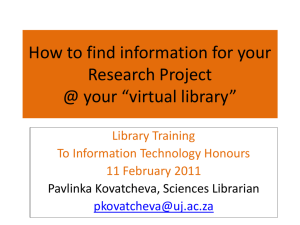 How to find information - UJ Sciences Librarian Portal