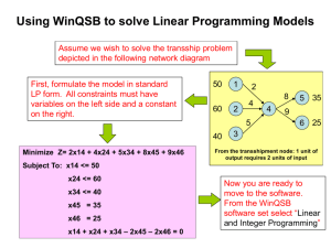 Using WinQSB to solve Linear Programming Models