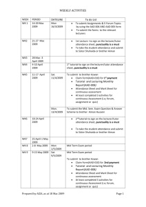 WEEKLY ACTIVITIES WEEK PERIOD DATELINE To do List WK 1 14