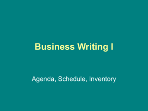 Business Writing I - Ms. Spurr