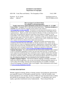 RYERSON UNIVERSITY Department of Geography GEO 509: Food