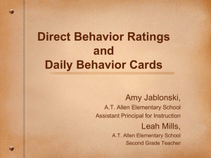 Daily Behavior Cards RtI/PBS