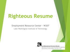 Resume Workshop - Lake Washington Institute of Technology
