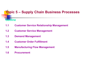 Topic 5 – Supply Chain Business Processes Outline 1.1 Customer