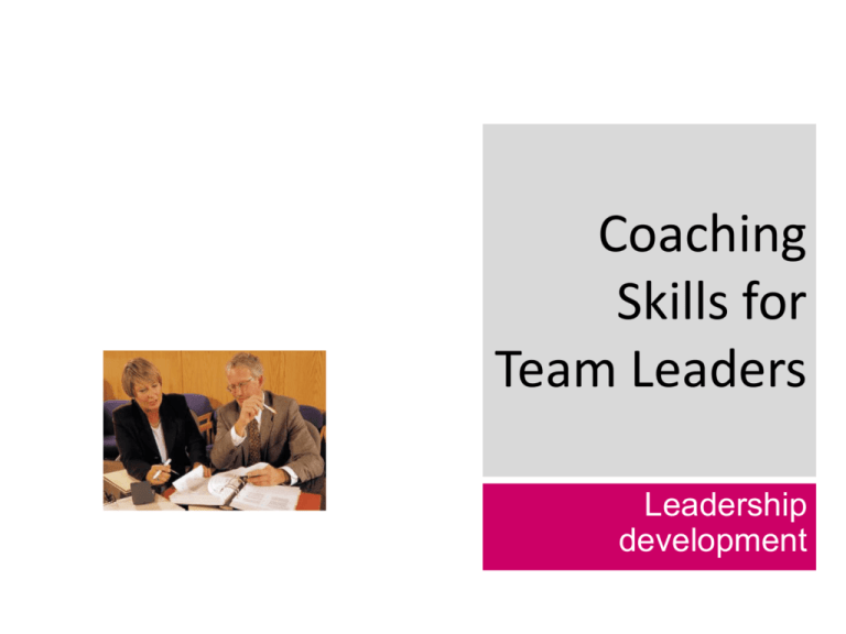 Coaching Skills For Team Leaders