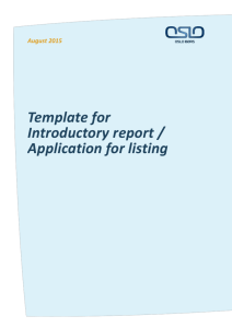 Template for Introductory report & Application for listing