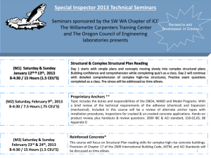 2013 Schedule for Special Inspections Classes Offered by the SW