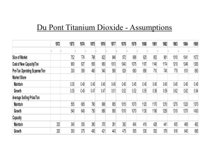 Du Pont Titanium Dioxide - Assumptions
