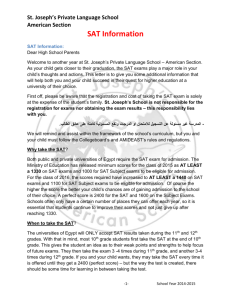 St. Joseph's SAT Information for High School Parents