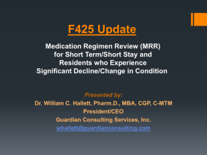 F425 Update Medication Regimen Review (MRR)