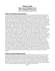 Study Guide Anglo-Saxon/Old English Poetry Honors English III
