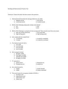 Bonding and Nomenclature Practice Test