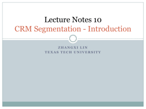 Lecture Notes 10 CRM Segmentation - Introduction