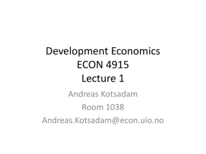 Lectures 1-2: Introduction and rural credit markets