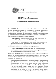 ESHET Research Grant Programmes