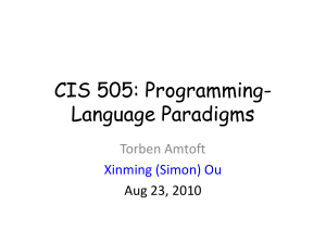 CIS 505: Programming-Language Paradigms