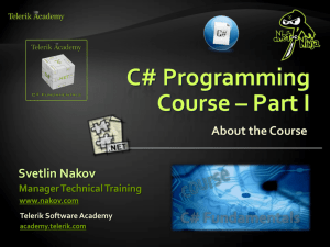 C# Programming - Part I - Introduction
