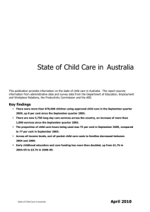 Report on the State of Child Care in Australia