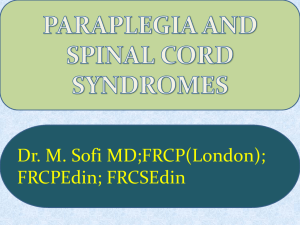 PARAPLEGIA & SPINAL CORD SYNDROMES II
