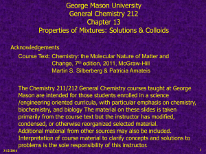 Solution Chemistry - Gmu - George Mason University