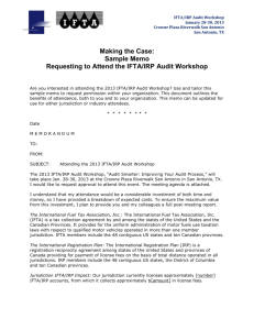 Sample Memo Requesting to Attend the IFTA/IRP Audit Workshop