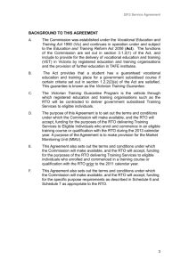 2013 TAFE Performance Agreement - Department of Education and