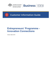 Customer Information Guide - Entrepreneurs' Programme