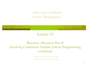 Lecture 12 - Resource Allocation Part 2