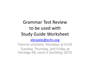 Grammar Test Review to be used with Study Guide Worksheet