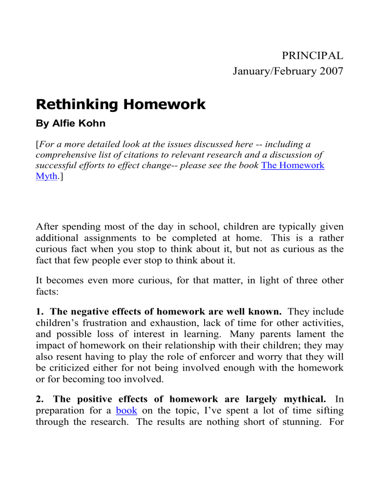 homework and its negative impact on students