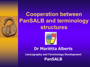 Cooperation between PanSALB structures and Terminology