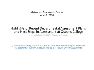 Highlights of Recent Departmental Assessment Plans, and Next Steps