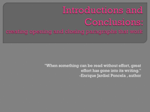 Creating Effective Introductions and Conclusions