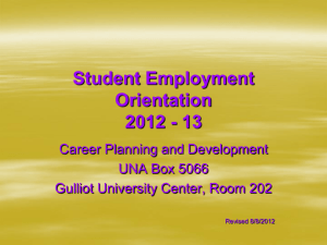 Student Employment Orientation 2011-12