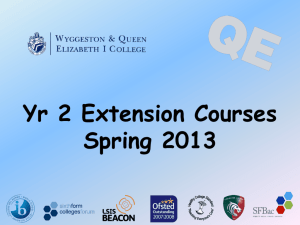 Yr 2 Extension Courses Spring 2013