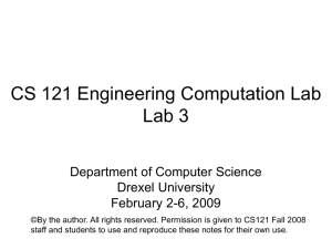 CS 121 Engineering Computation Lab - Computer Science