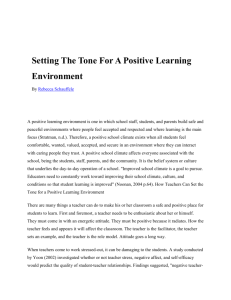 Setting The Tone For A Positive Learning Environment