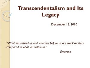 A Transcendentalist Legacy - 19th Century American