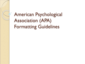 American Psychological Association (APA) Formatting Guidelines