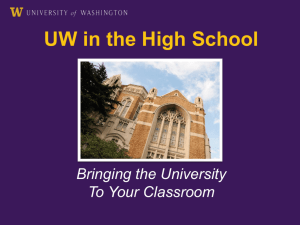 UW in the High School UWHS Presentation